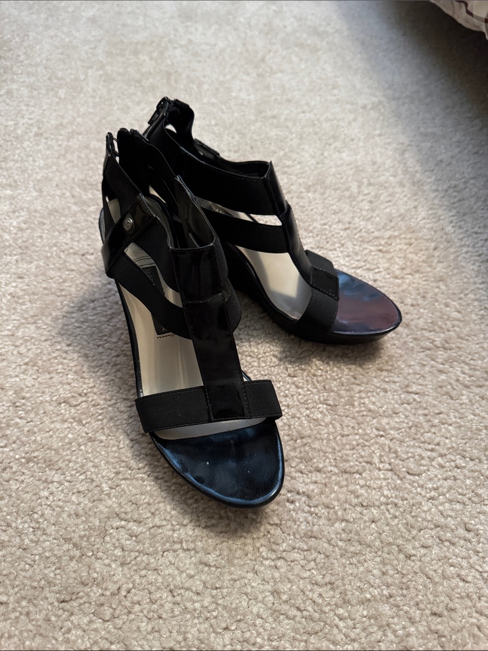 Dana Buchman Black Strappy Elastic High Heel Sandals